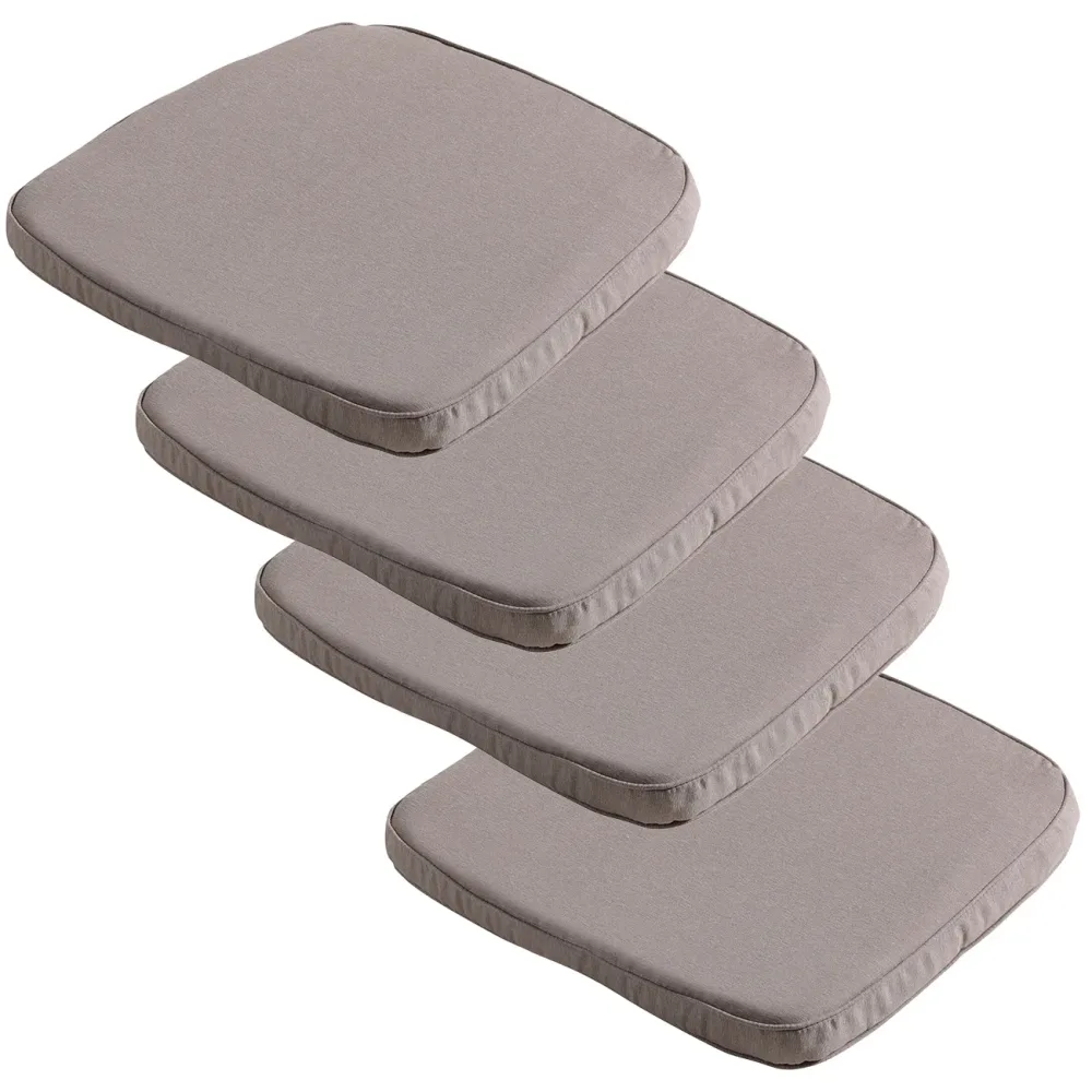 Stuhlkissen Outdoor 4er-Set, bequeme und komfortable Sitzkissen, taupe, 48 x 48 cm