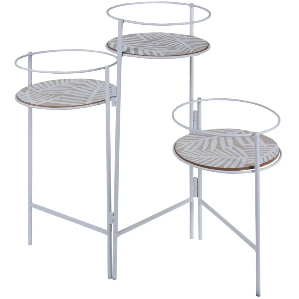 Blumentopfständer aus Metall, Pflanzenständer 3er-Set, weiss, braun, 66 x 22 x 49 cm