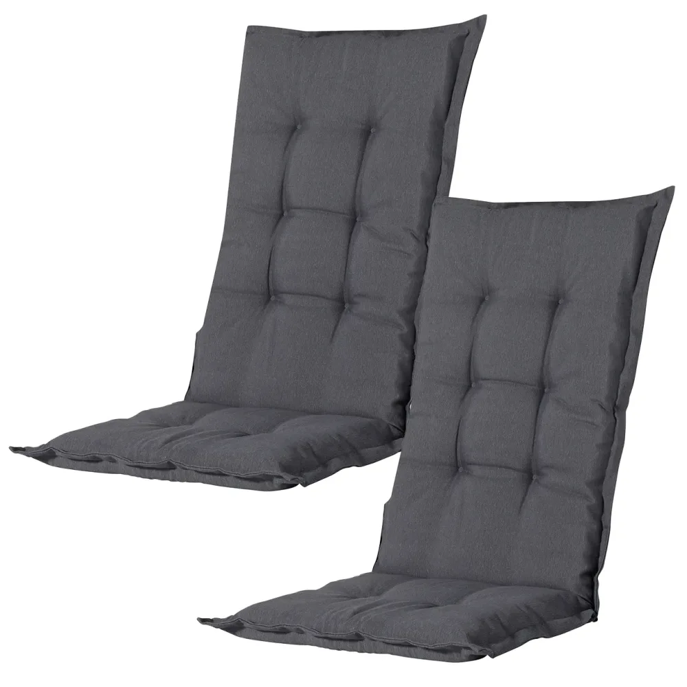 Hochlehner-Auflage 2er-Set, weiches und komfortables Gartenstuhlkissen, grau, 123 x 50 cm