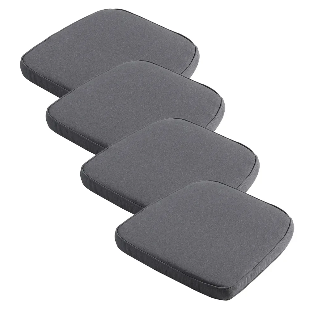 Stuhlkissen Outdoor 4er-Set, bequeme und komfortable Sitzkissen, dunkelgrau, 48 x 48 x 5cm