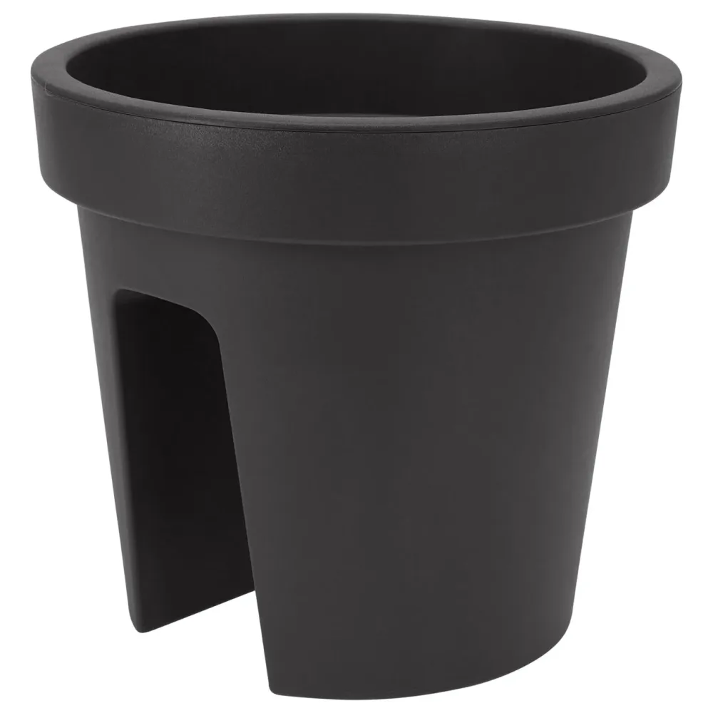 Balkon-Blumentopf rund, anthrazit, Geländertopf, Ø 28 cm