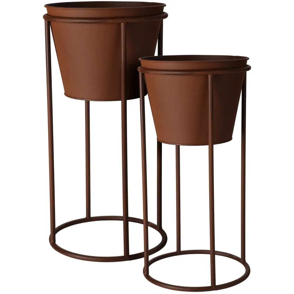 Blumentopfständer aus Metall, Pflanzenständer 2er-Set. rost, 2 Grössen