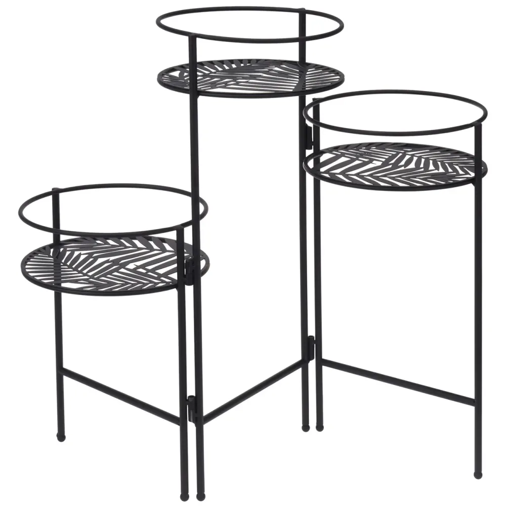 Blumentopfständer aus Metall. Pflanzenständer 3er-Set, schwarz, 66 x 22 x 49 cm