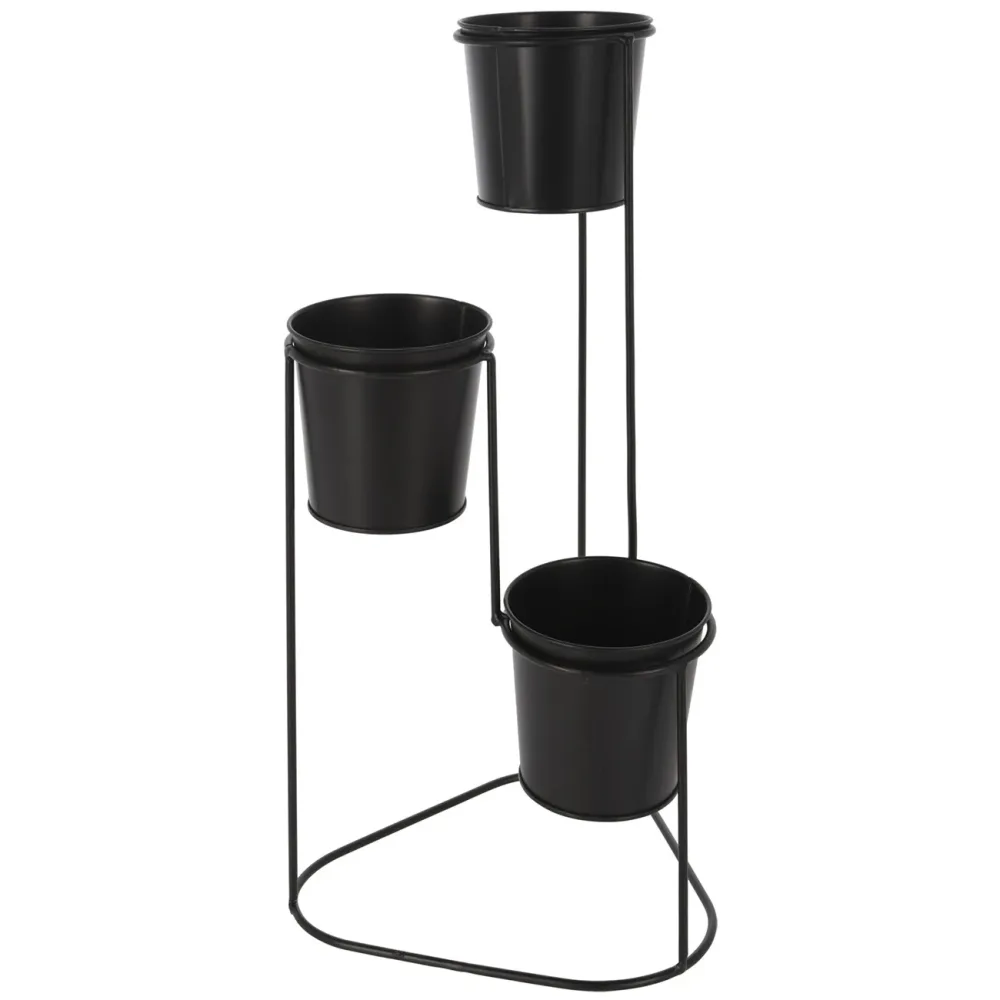 Blumentopfständer aus Metall, Pflanzenständer 3er-Set, schwarz, 66 x 22 x 49 cm