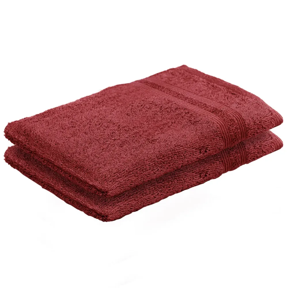 2er-Set Waschhandschuhe Casativo aus 100% Baumwolle, Waschlappen mit Schlaufe, bordeaux