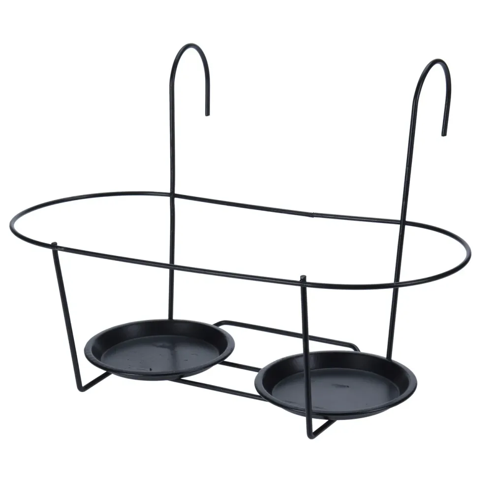 Blumentopfhalter aus Metall, Blumentopf zum Einhängen, schwarz, 40 x 18,5 x 28 cm