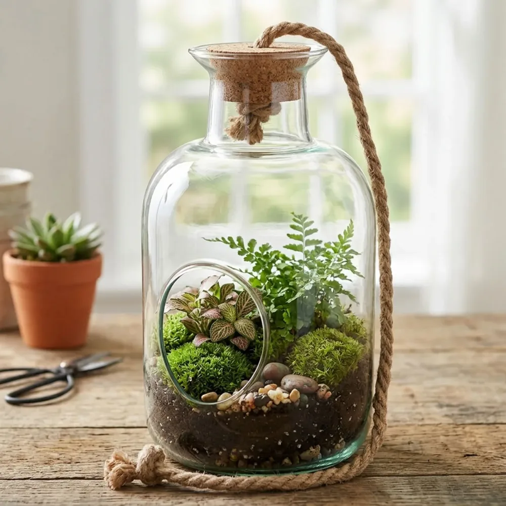 Pflanzenterrarium mit Korken, Flaschengarten, 14 cm