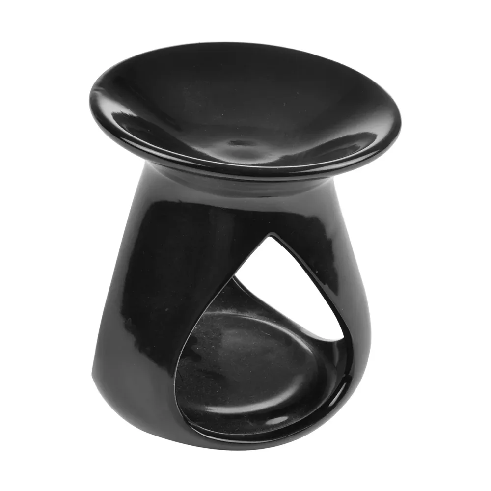 Duftlampe aus Keramik, Aromalampe im extravaganten Design, schwarz, Ø 10 x H 11 cm