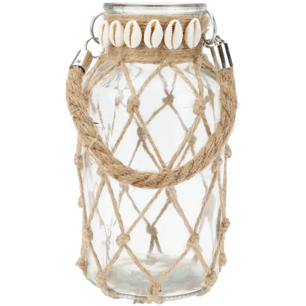 Maritime Vase, mit Verzierungen und Muscheln, Dekoglas, Ø 11 x H 20,5 cm