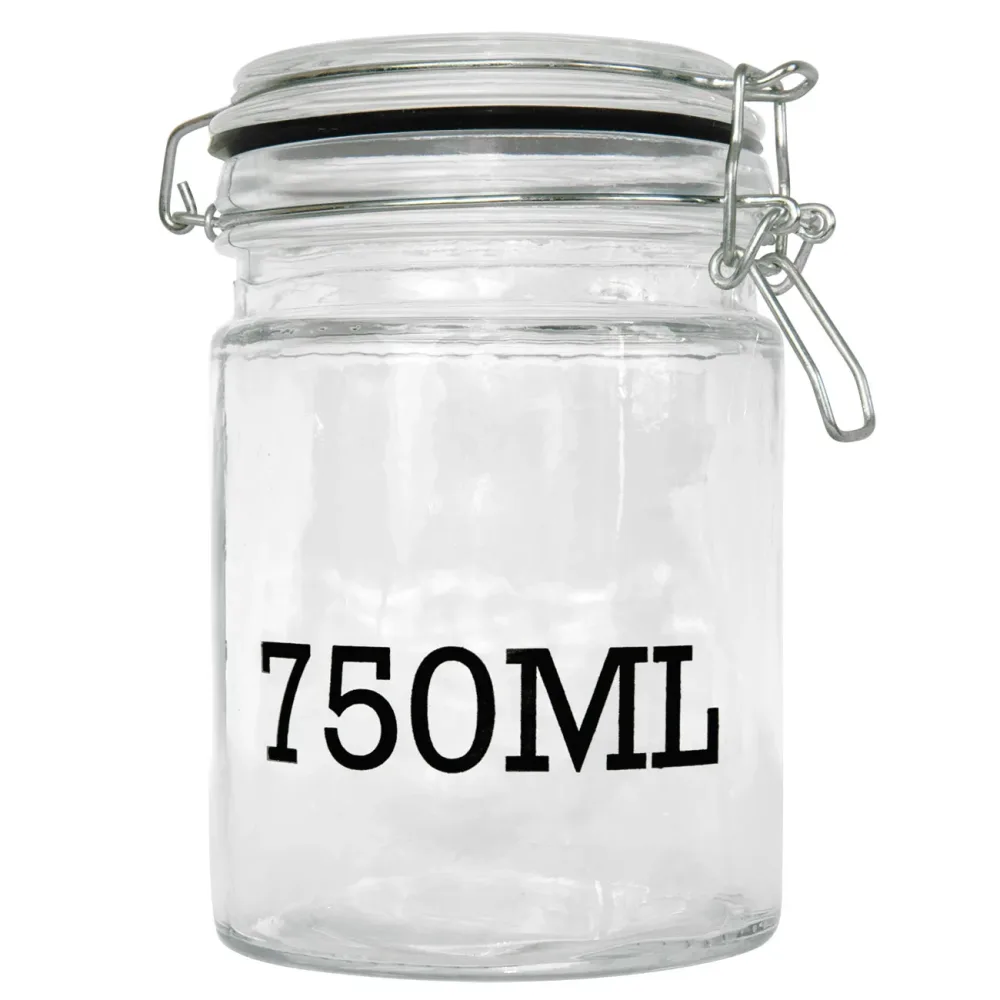 Drahtbügel-Vorratsglas, mit Füllmengen Aufdruck, Glasbehälter, 750 ml