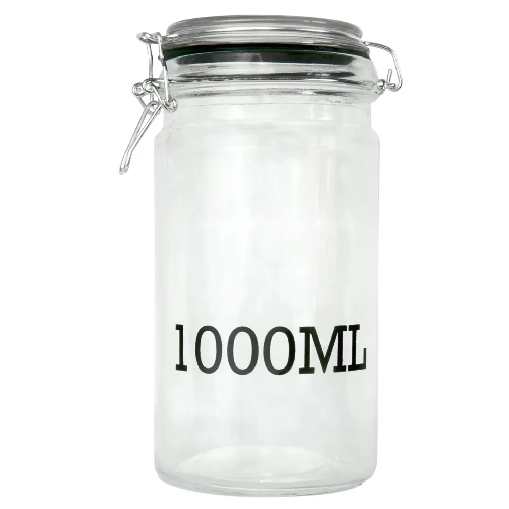 Drahtbügel-Vorratsglas, mit Füllmengen Aufdruck, Glasbehälter, 1000 ml