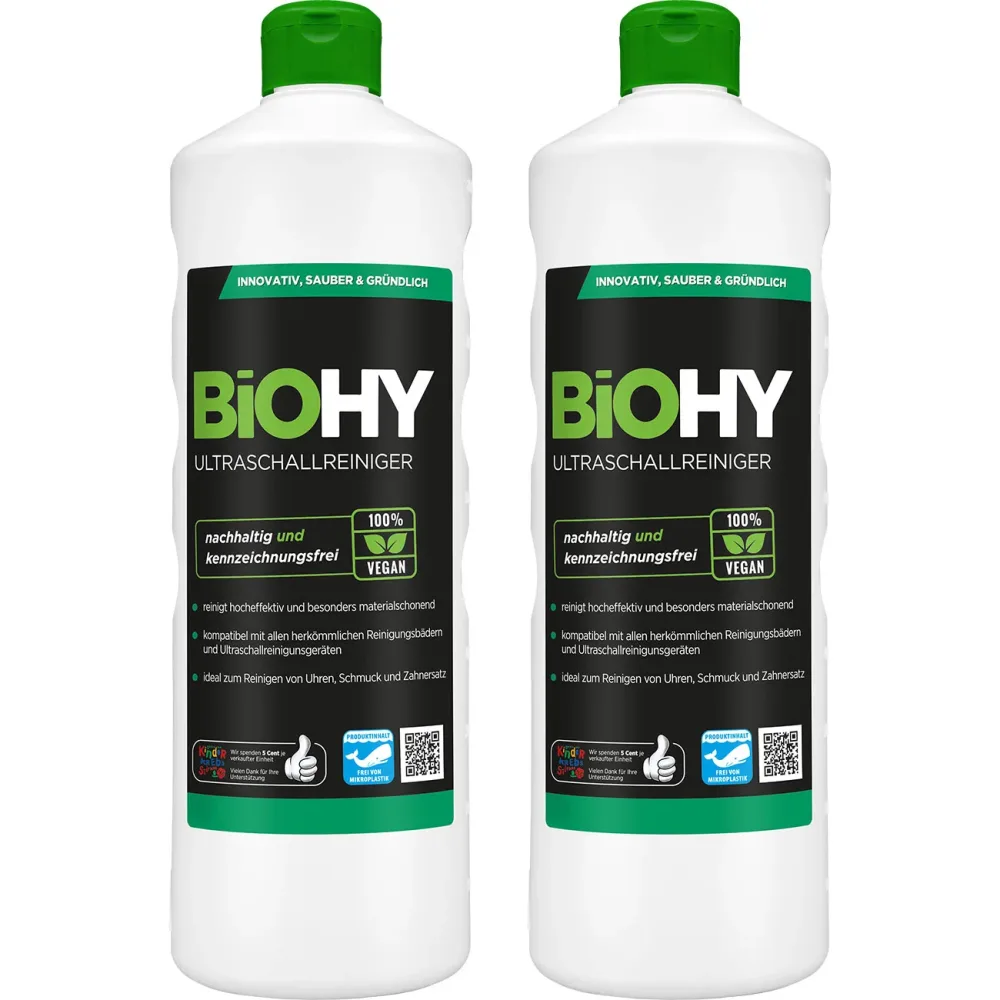 2er-Set Ultraschallreiniger Konzentrat, vegan, nachhaltig und kennzeichnungsfrei, 1 Liter