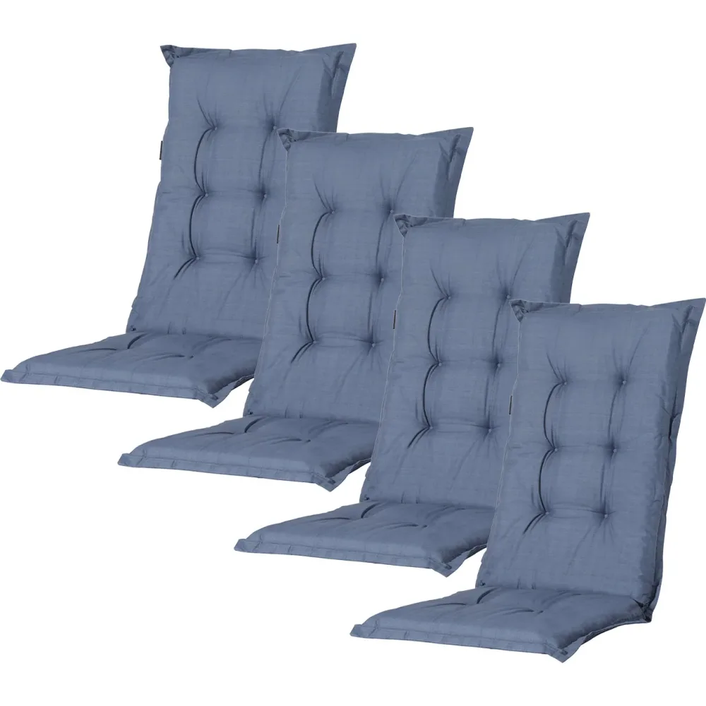 4er-Set Hochlehner Gartenstuhlkissen, kobalt, 123 x 50 cm
