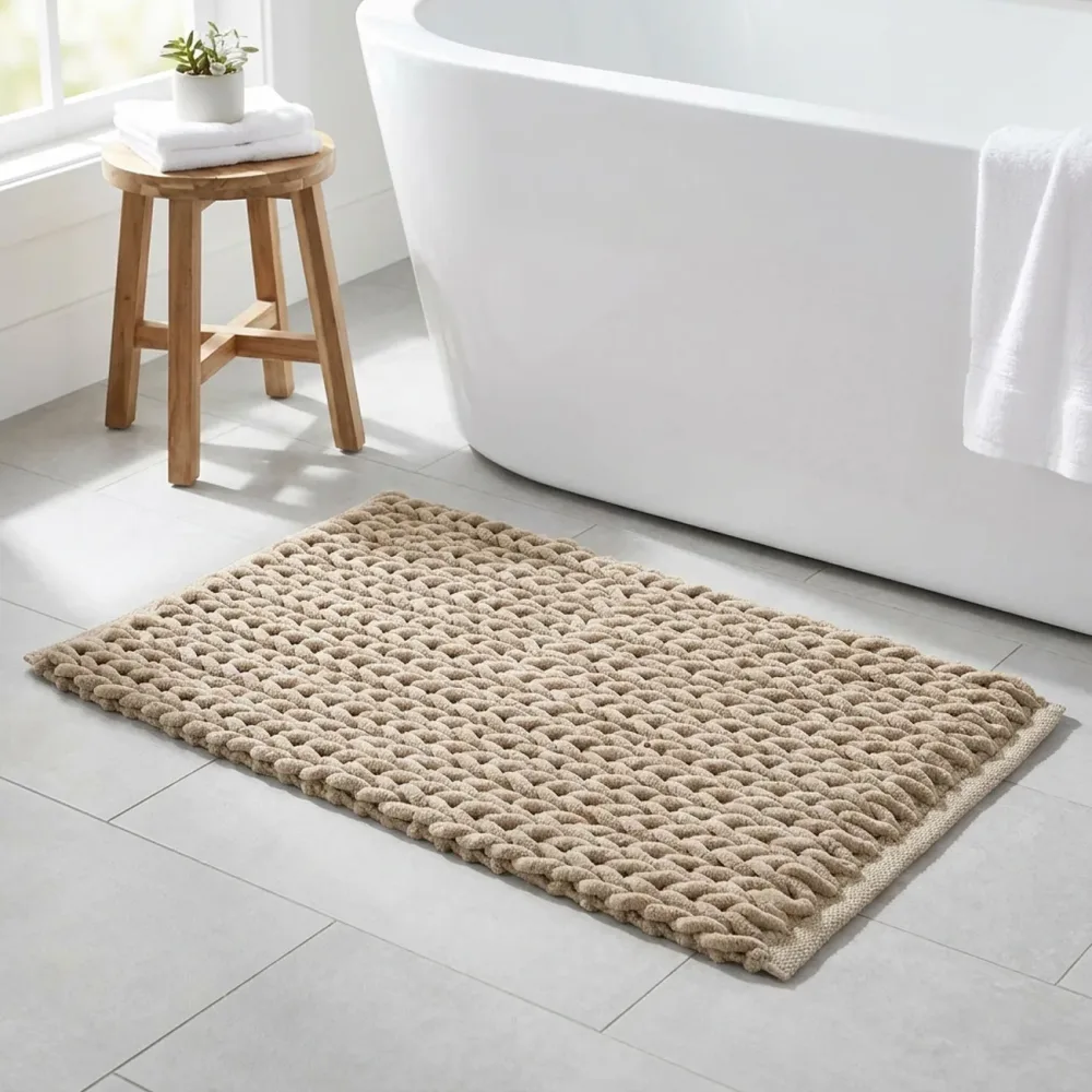Premium Badmatte, Strick-Optik, sand, 80x50 cm