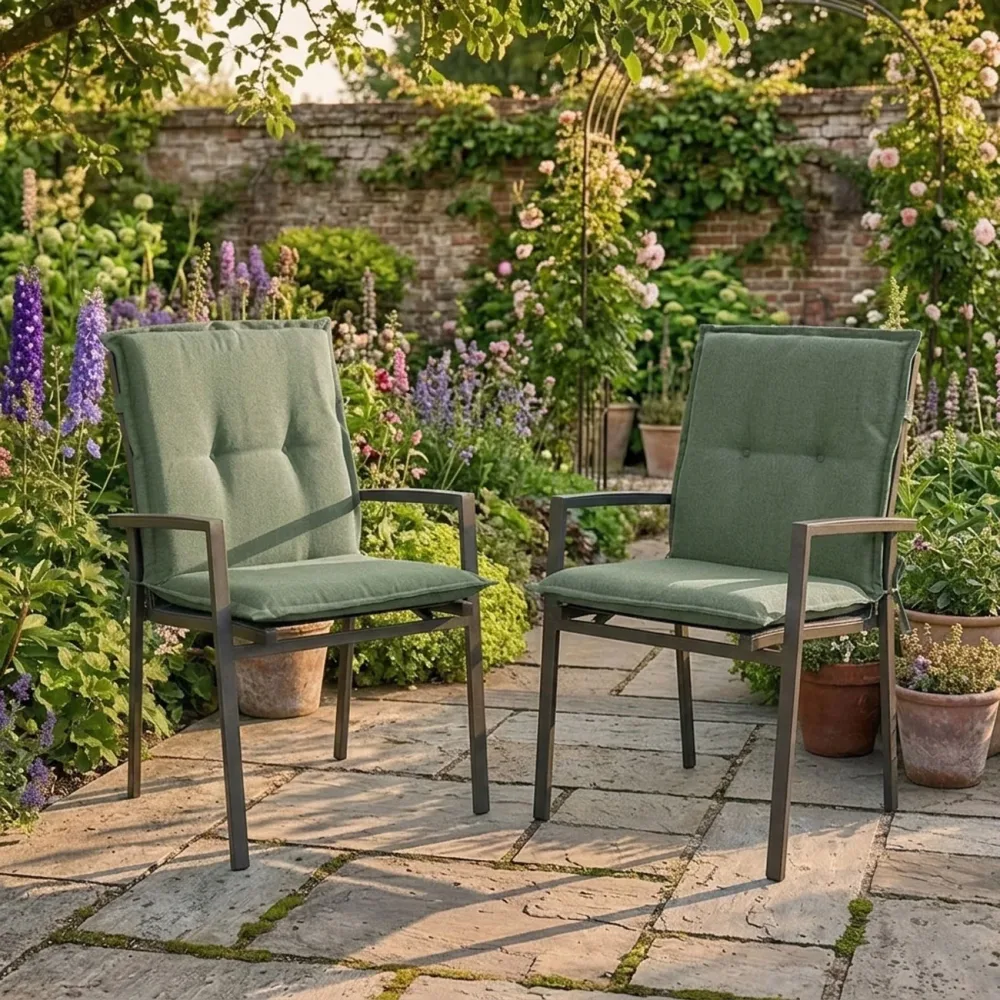 2er-Set Niederlehner Gartenstuhlkissen, grün, 105 x 50 cm