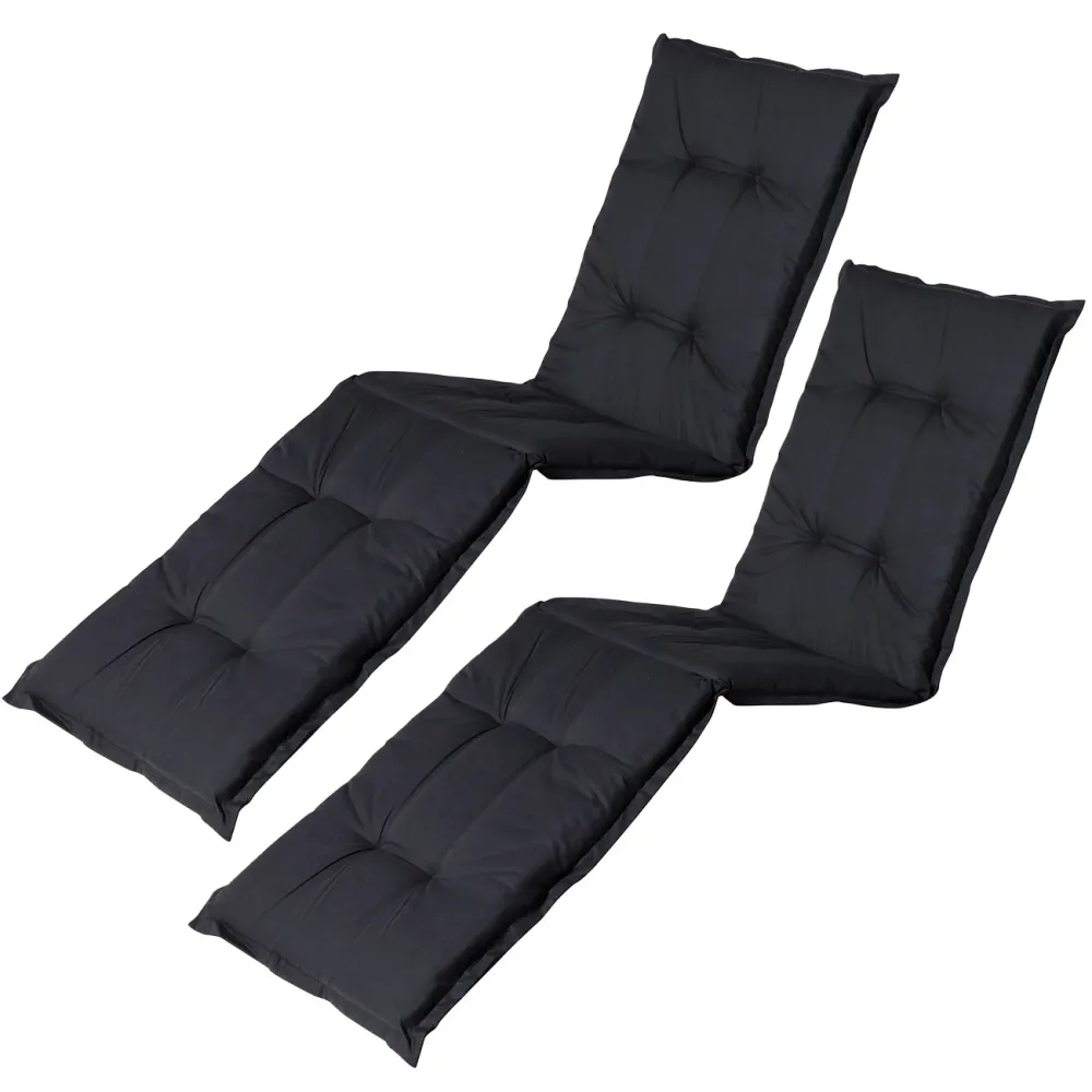 2er-Set Liegen-Auflage, weiche und komfortable Polsterauflage, schwarz, 200 x 65 cm