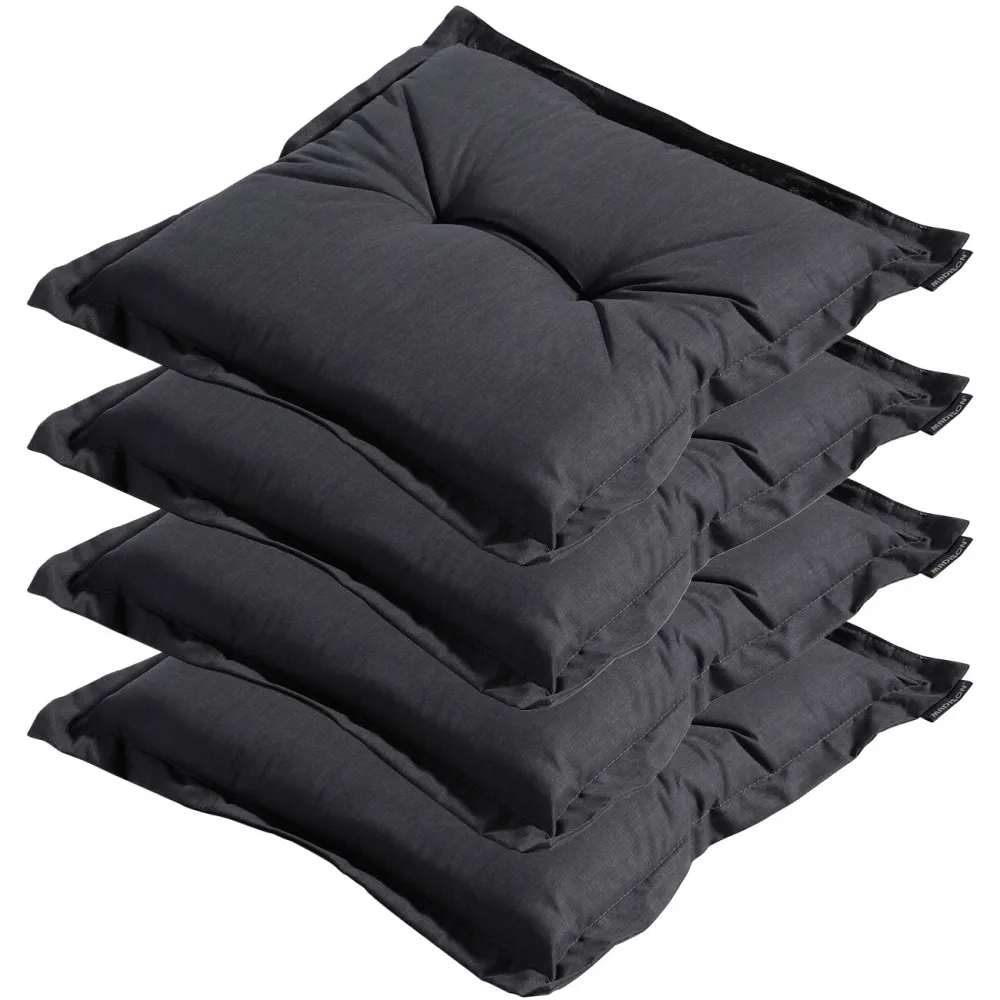 4er-Set Garten Sitzkissen, schwarz, 50x50 cm