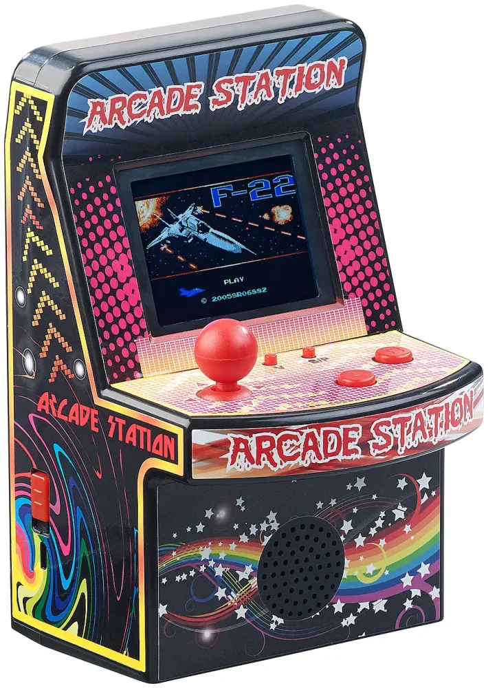 Handlicher Retro-Videogame-Automat, 200 Spiele, LCD-Farb-Display, Akku