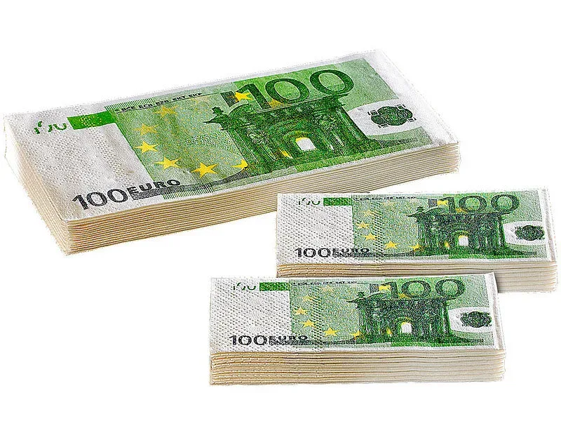 Imponier-Set 200 Taschentücher & 100 Servietten im 100-Euro-Design