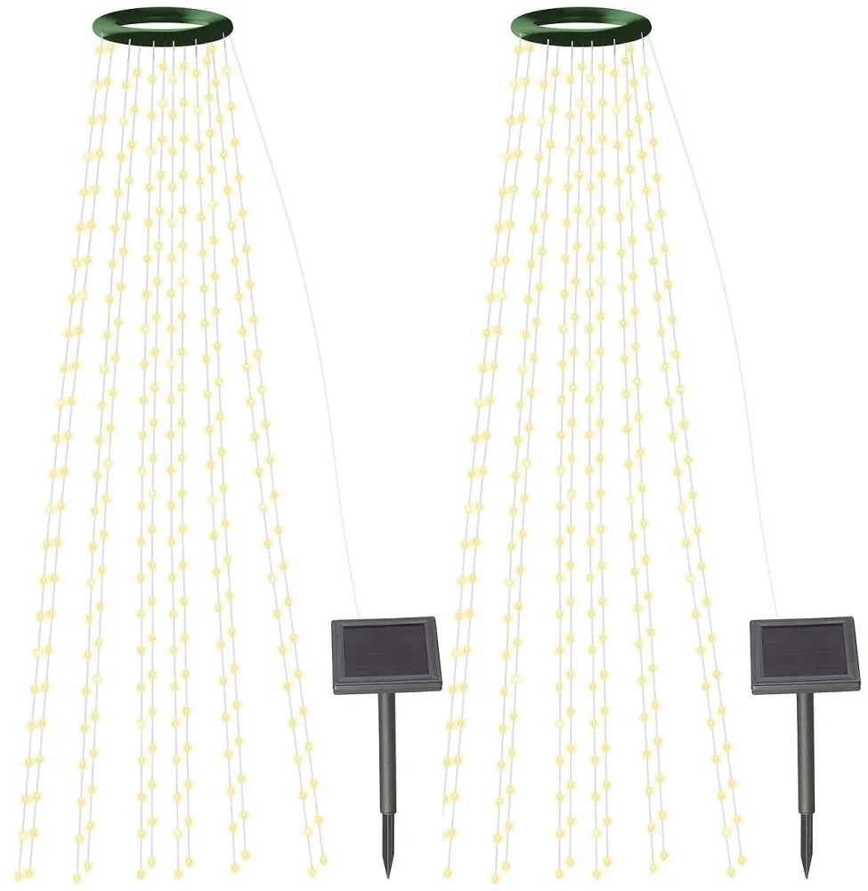 2er-Set Solar-Tannenbaum-Überwurf-Lichterkette, 12 Girlanden, 300 LEDs