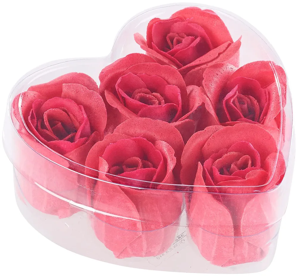 6 rote Rosen-Duftseifen in Geschenk-Box