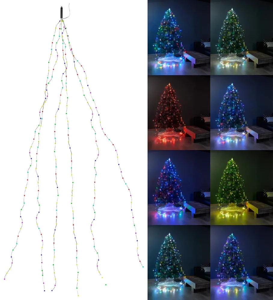 Christbaum-Überwurf-Lichterkette, 240 bunte LEDs, 6 Girlanden, je 4m