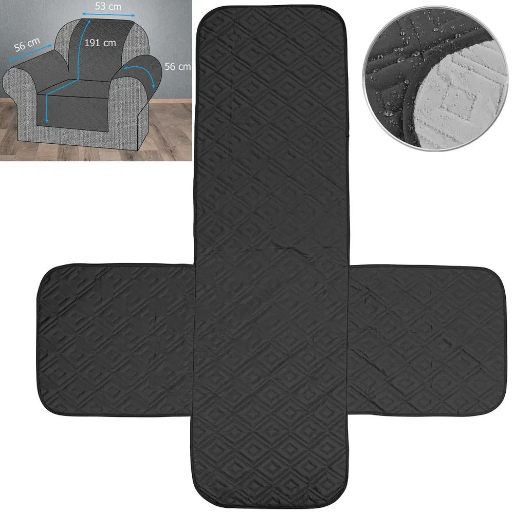 Wende-Schonbezug für 1-Sitzer-Sofa, wasserabweisend, Grau/Schwarz