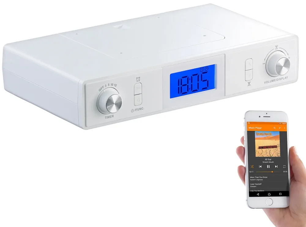 Stereo-FM-Küchen-Unterbauradio mit Bluetooth, Timer, Wecker, LCD, PLL