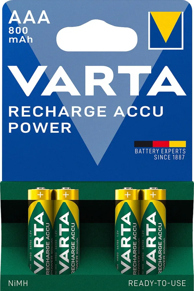 VARTA Batterie Akku 56703101404 AAA/HR03, 800 mAh, 4 St&uuml;ck