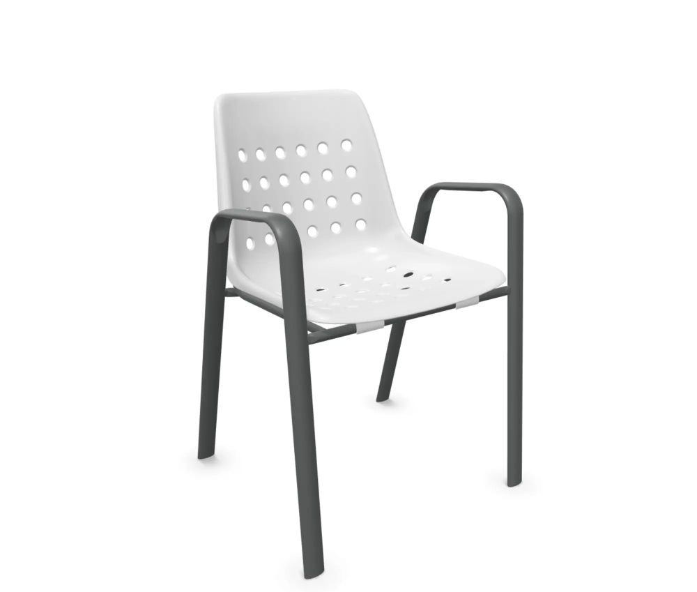 Schaffner Schalen-Stuhl Bermuda mit Armlehne Rundoval Weiss | Schubiger Möbel