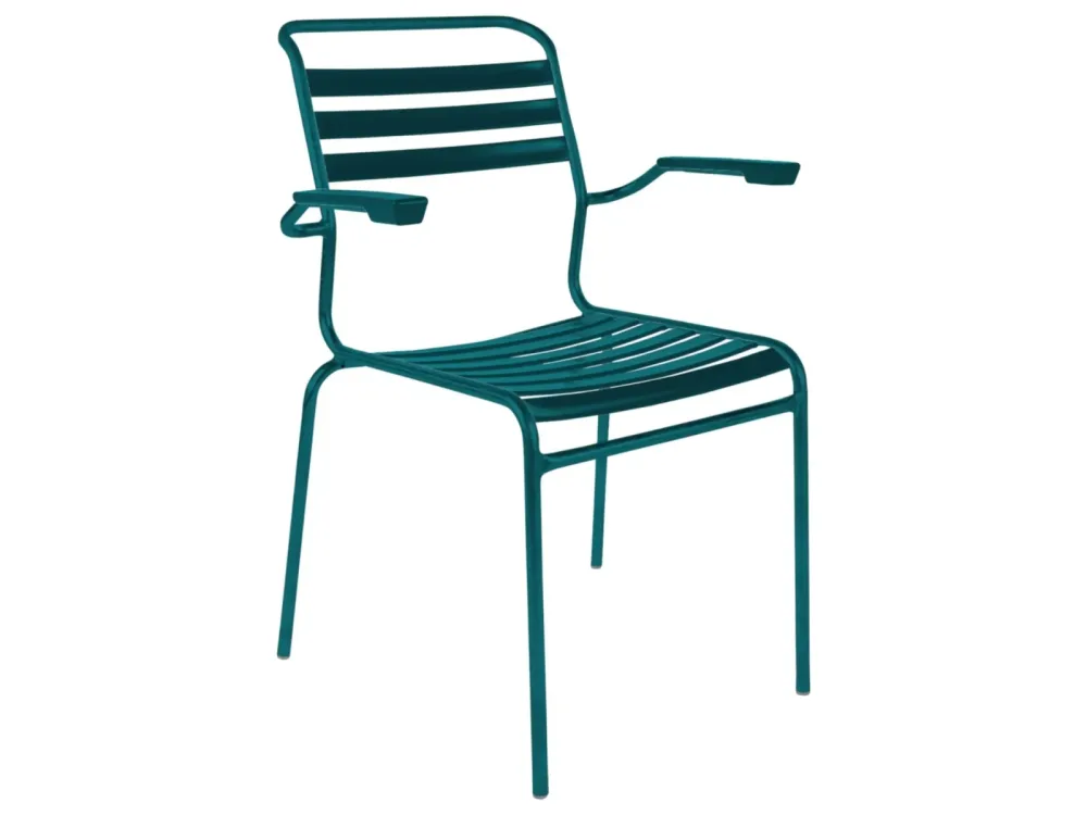 Schaffner Lättli-Stuhl Säntis mit Armlehnen Blau | Schubiger Möbel