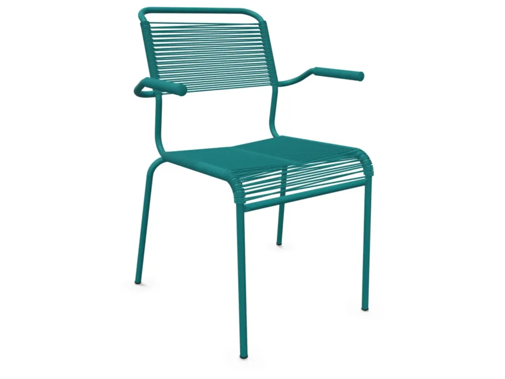 Schaffner Spaghetti-Stuhl Säntis mit Armlehnen Blau | Schubiger Möbel