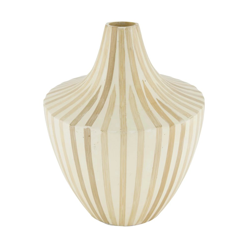 Decofinder Vase Bambus, Weiss  | Schubiger Möbel