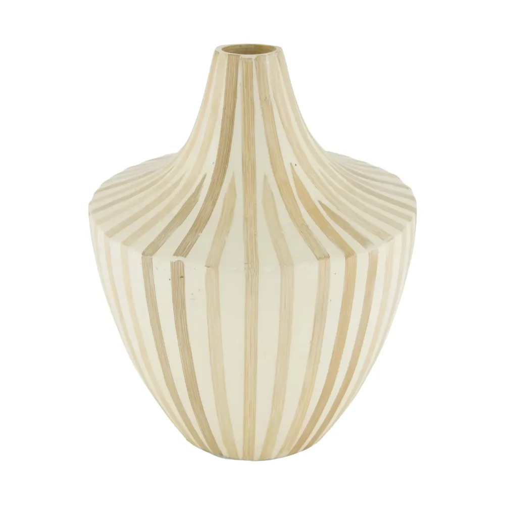 Decofinder Vase Bambus, Weiss  | Schubiger Möbel