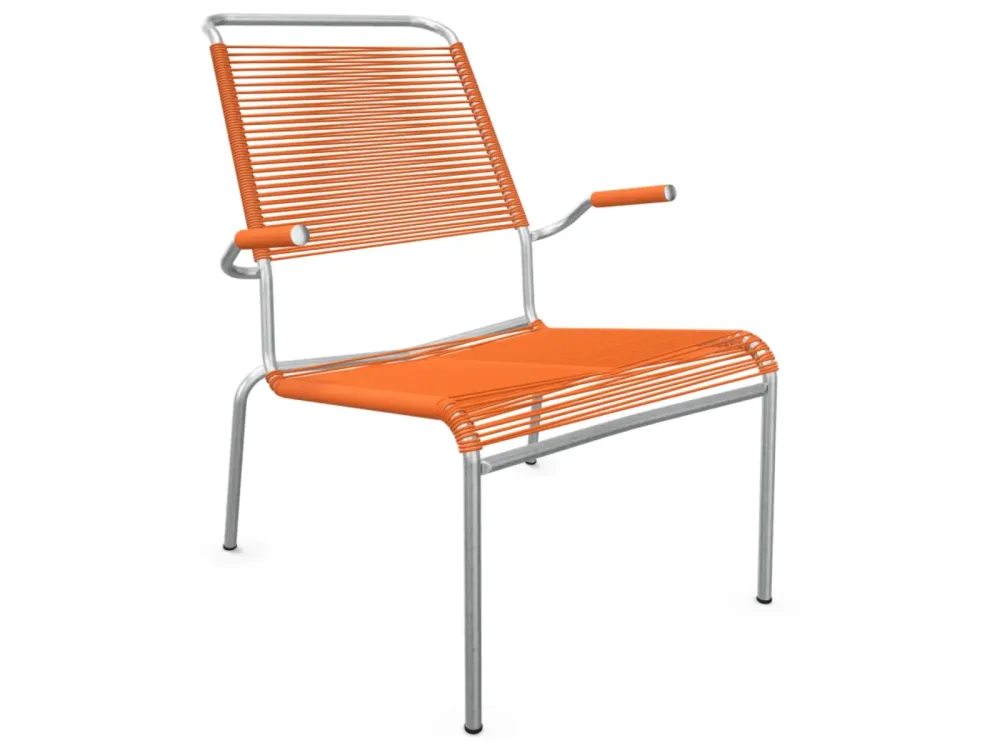 Schaffner Spaghetti-Lounger Säntis mit Lehne / Hochlehner Feuerverzinkt Orange | Schubiger Möbel