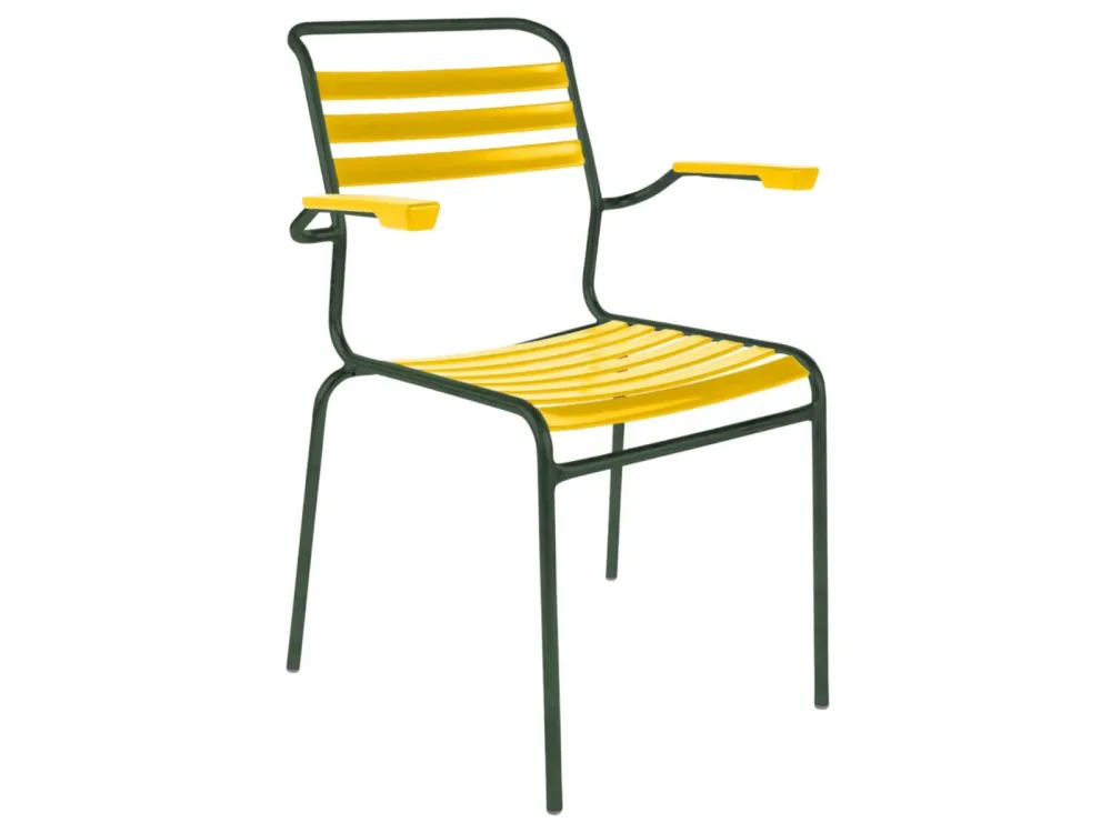 Schaffner Lättli-Stuhl Säntis mit Armlehnen Gelb | Schubiger Möbel