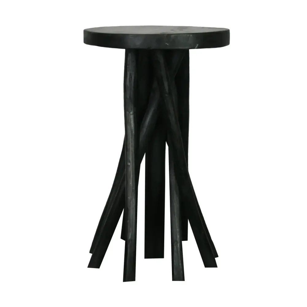 Decofinder Beistelltisch Teakholz, Schwarz H: 48 cm  | Schubiger Möbel