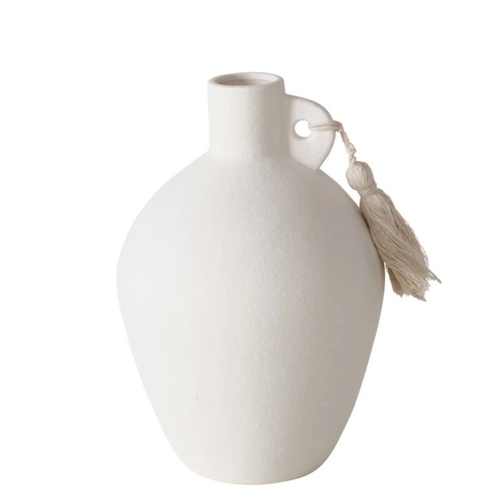 Boltze Vase Bruny, Steingut, Weiss  | Schubiger Möbel