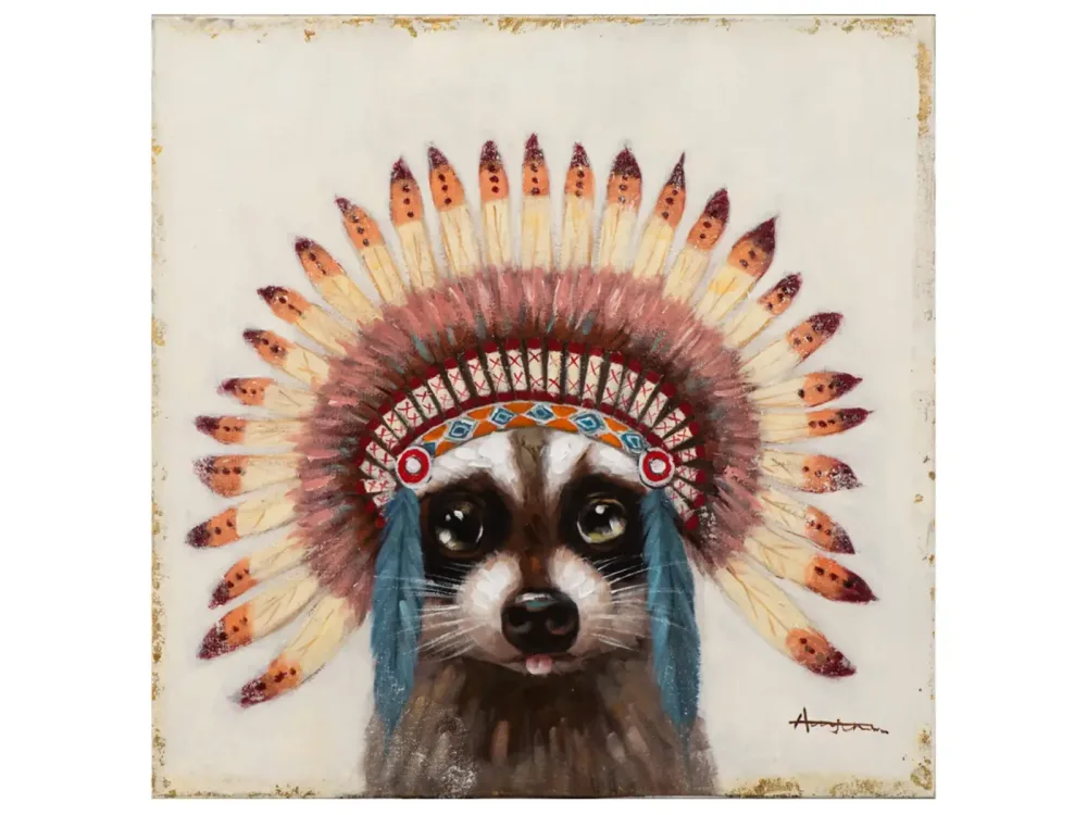image LAND Bild Waschbär mit Indianderschmuck  | Schubiger Möbel