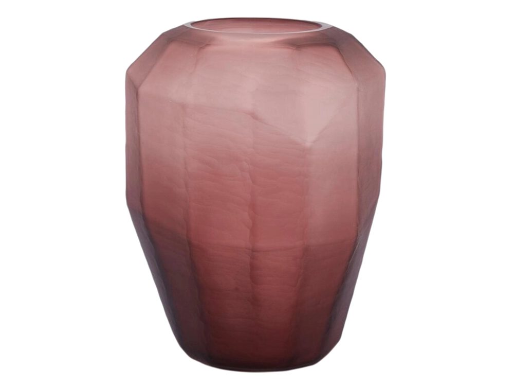 Edg Vase Facetten Glas Matt Bordeaux H: 38 cm  | Schubiger Möbel