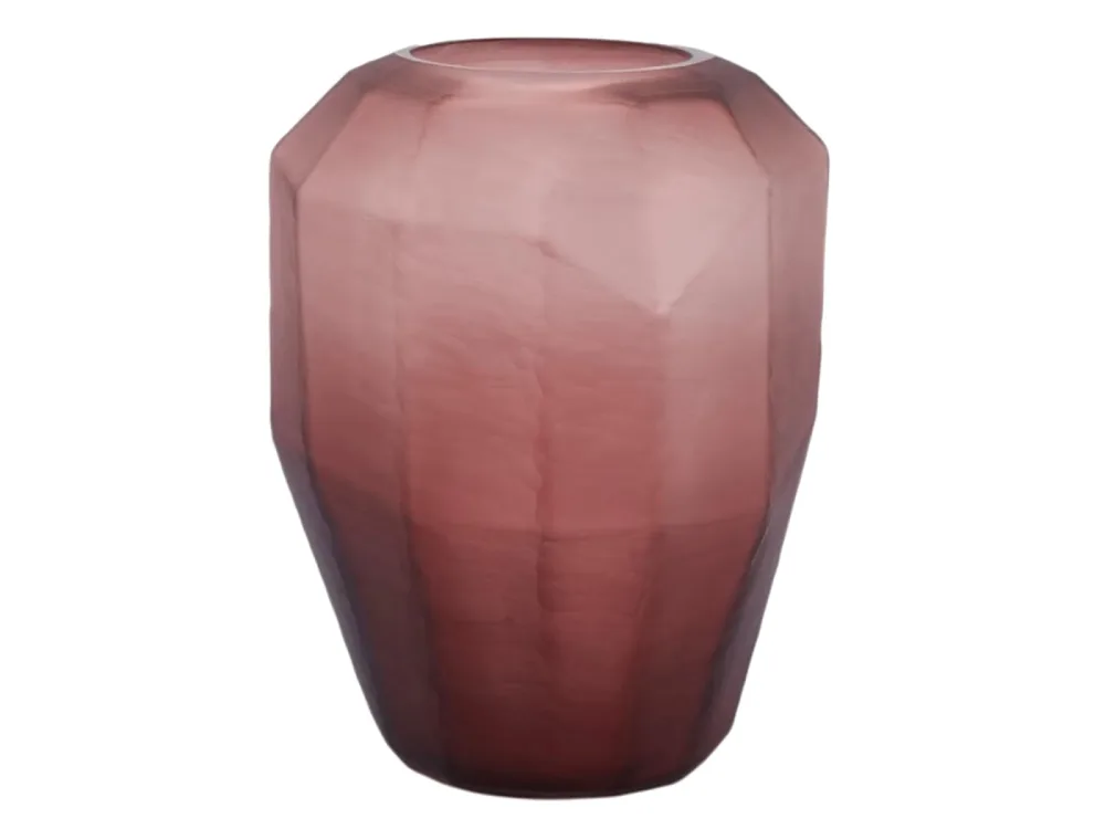 Edg Vase Facetten Glas Matt Bordeaux H: 38 cm  | Schubiger Möbel