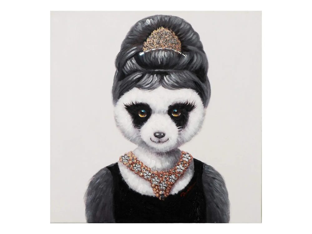 image LAND Bild Pandabär-Mädchen mit Juwelen Mehrfarbig | Schubiger Möbel