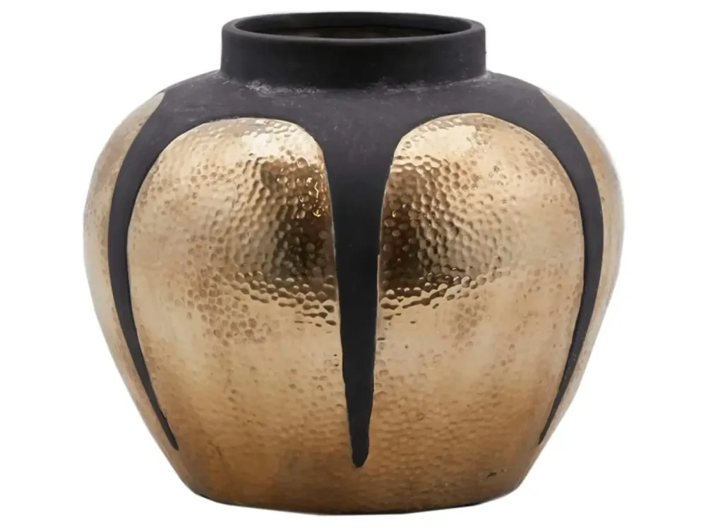 Edg Vase Gold-Schwarz Gehämmert H: 24 cm  | Schubiger Möbel