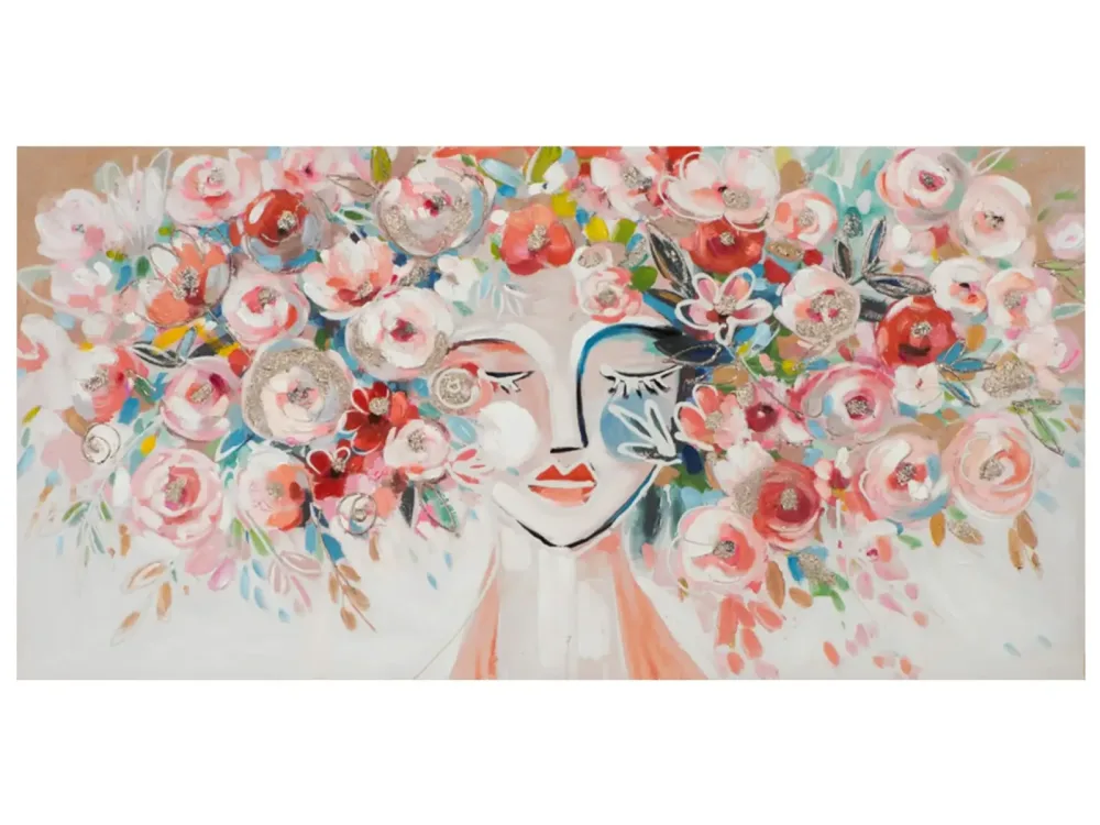 image LAND Bild Frau mit Bunter Blumenperücke  | Schubiger Möbel