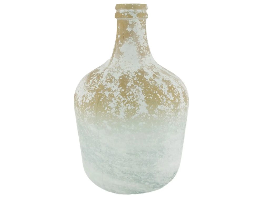 Decofinder Flasche Glas Weiss Gold H: 50 cm  | Schubiger Möbel