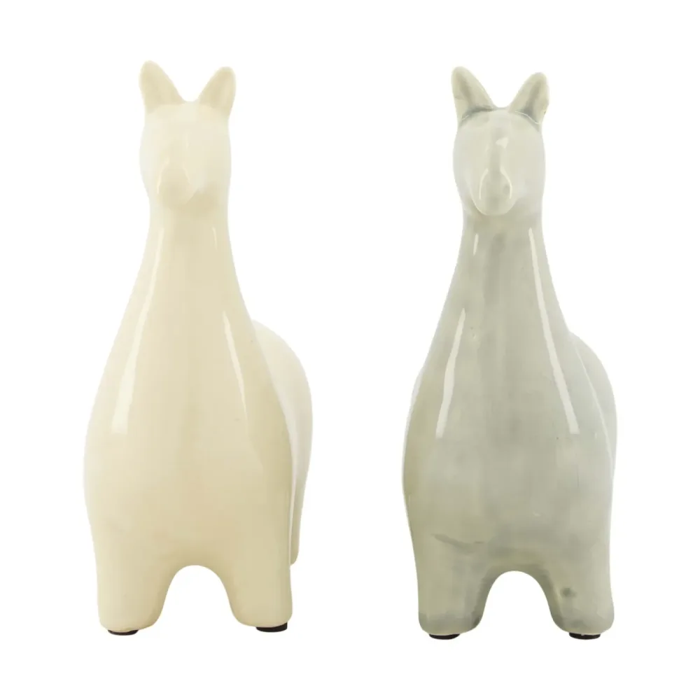 Decofinder Figur Alpaka, Grau-Creme H: 18 cm  | Schubiger Möbel