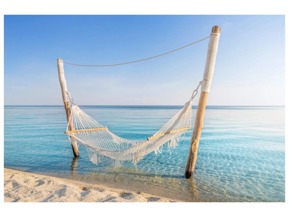 image LAND Digitaldruck auf Glas Hängematte im Meer  | Schubiger Möbel