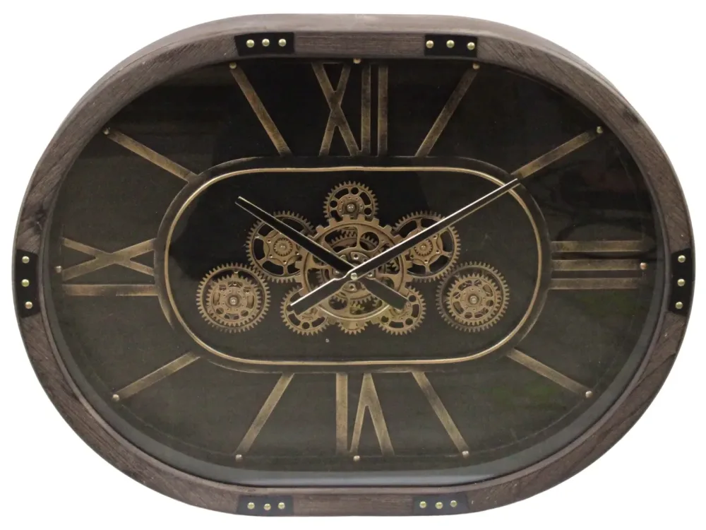 Decofinder Uhr Oval, Braun/gold  | Schubiger Möbel