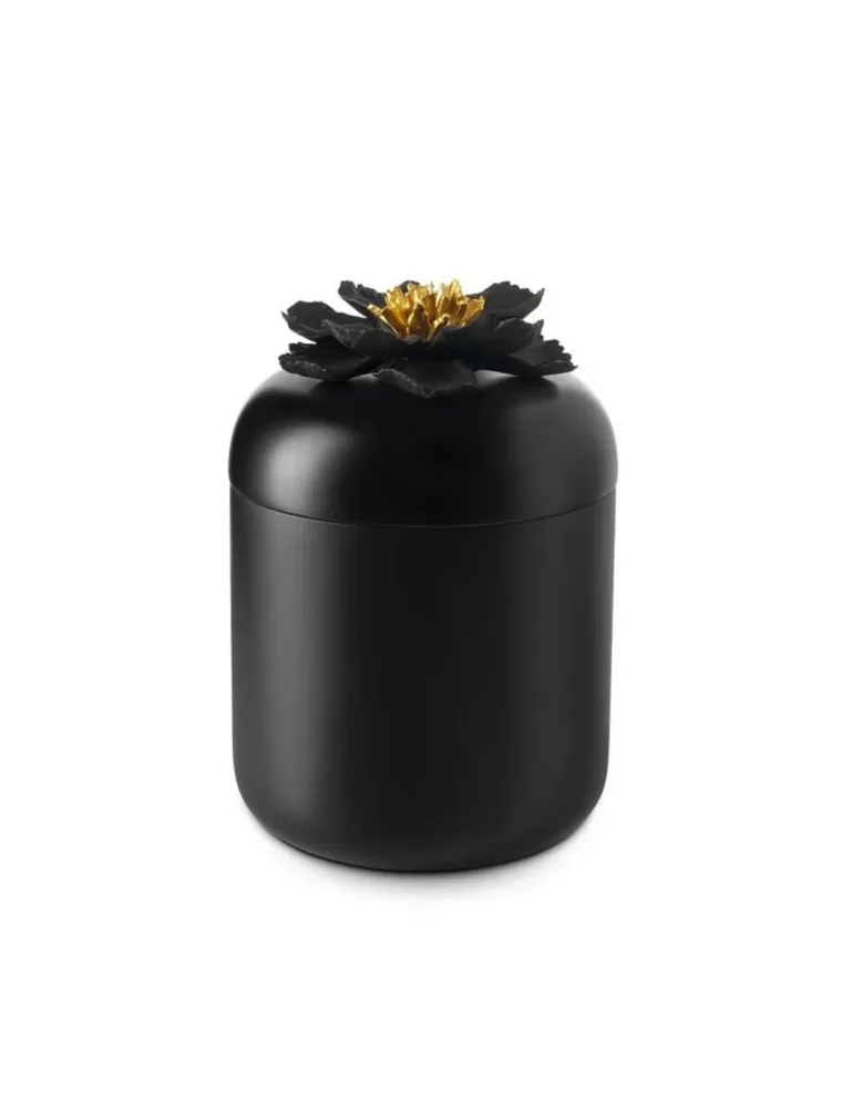 Abhika Dose Peony Schwarz H: 16 cm  | Schubiger Möbel