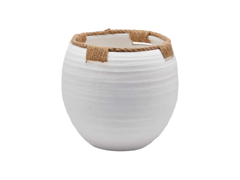 Edg Vase Kordeloptik Weiss H: 24 cm Weiss | Schubiger Möbel
